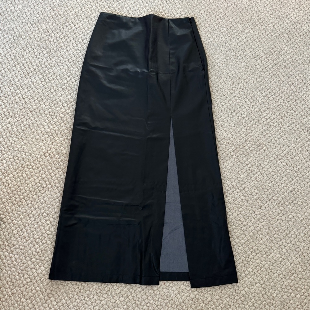 Soft Animal Side Slit Leather Skirt - Picture 3 of 5